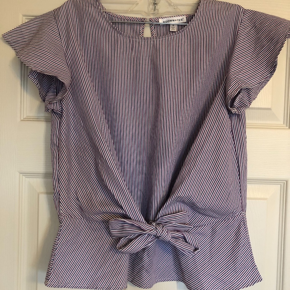 Striped Blouse with Bow